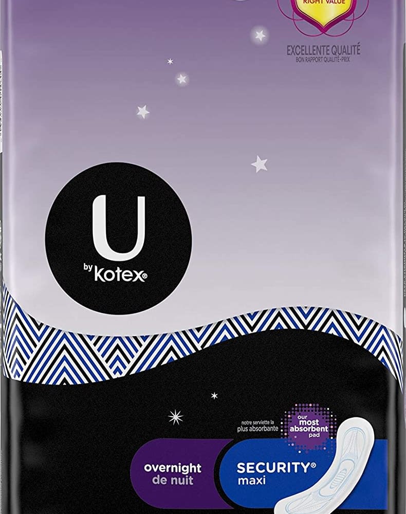 U By Kotex Security Feminine Maxi Pad Overnight Unscented 40 Count Laplasse