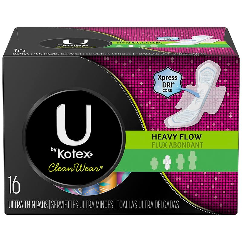 U By Kotex Cleanwear Ultra Thin Pads With Wings Heavy Flow Fragrance Free 16 Counts Laplasse